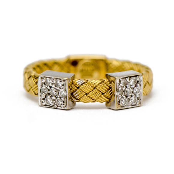ROBERTO COIN Primavera Basket Weave Ring w Diamond - Picture 1 of 4